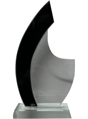 GLASS TROPHY 250mm CLEAR & BLACK (NETT)