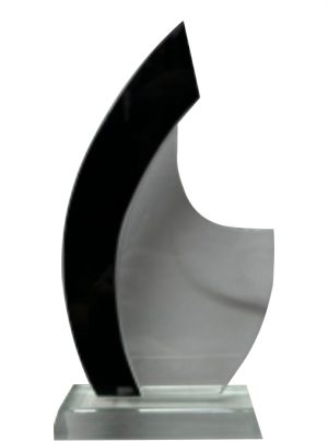 GLASS TROPHY 220mm CLEAR & BLACK (NETT)